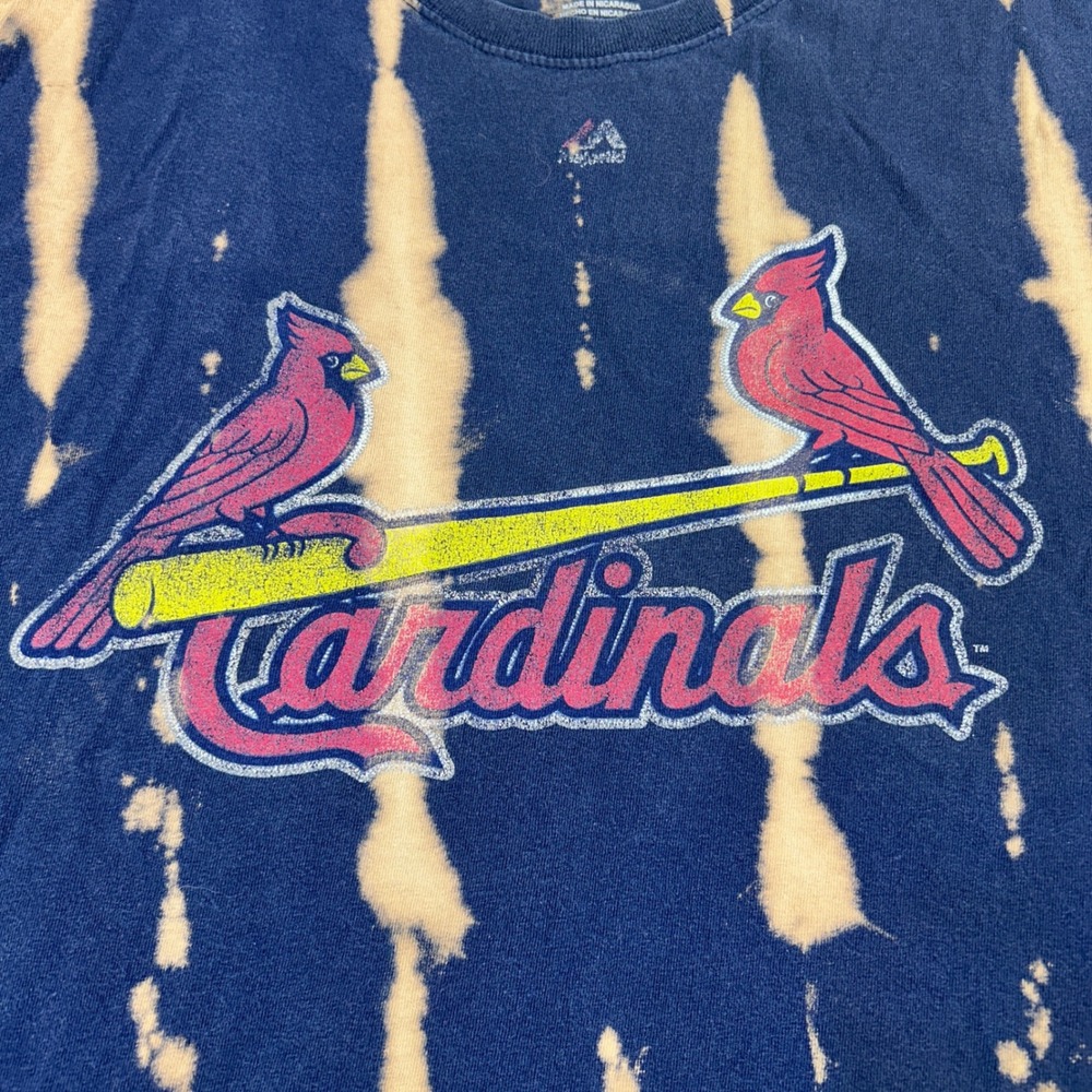 Majestic St. Louis Cardinals T-Shirt Mens XL Blue Excellent Bleach Tie Dye‎ MLB - Picture 4 of 8